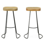 31 Inch Natural Black Steel Backless Bar Stools (Set of 2)