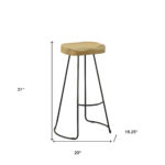 31 Inch Natural Black Steel Backless Bar Stools (Set of 2)