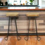 31 Inch Natural Black Steel Backless Bar Stools (Set of 2)