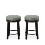 24 Inch Gray and Espresso Swivel Bar Stools Set of 2
