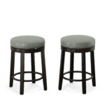 24 Inch Gray and Espresso Swivel Bar Stools Set of 2