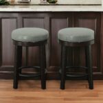 24 Inch Gray and Espresso Swivel Bar Stools Set of 2