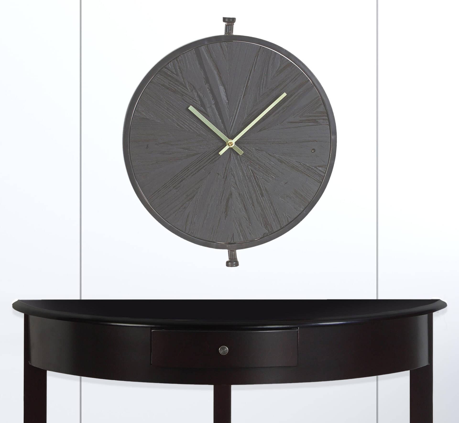 18 Inch Black Solid Wood Analog Wall Clock Modern Style 2 18 Inch Black Solid Wood Analog Wall Clock Modern Style - Image 2