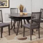 Dark Tobacco Transitional Round Dining Table Rubberwood and Mindy Veneer 9 Dark Tobacco Transitional Round Dining Table Rubberwood and Mindy Veneer
