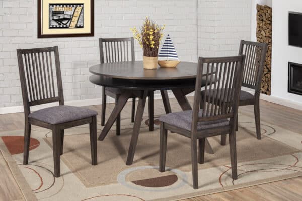 Dark Tobacco Transitional Round Dining Table Rubberwood and Mindy Veneer