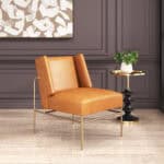 Modern Brown Faux Leather Accent Chair with Steel Base 9 Modern Brown Faux Leather Accent Chair with Steel Base