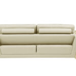 Three Piece Beige Italian Leather Seating Set with Gold Legs