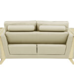 Three Piece Beige Italian Leather Seating Set with Gold Legs