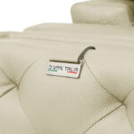 Three Piece Beige Italian Leather Seating Set with Gold Legs