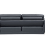 Three Piece Dark Gray Italian Leather Seating Set for Six