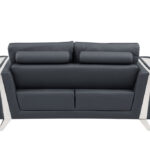 Three Piece Dark Gray Italian Leather Seating Set for Six