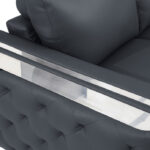 Three Piece Dark Gray Italian Leather Seating Set for Six