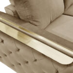 Two Piece Beige Velvet Sofa and Loveseat Seating Set