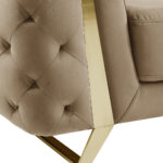Two Piece Beige Velvet Sofa and Loveseat Seating Set