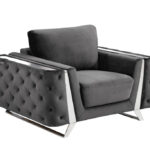 Dark Gray Velvet 3-Piece Seating Set with Loveseat