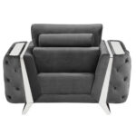 Dark Gray Velvet 3-Piece Seating Set with Loveseat