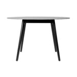 47 Inch Gray Rounded Stone Outdoor Dining Table Modern Design