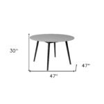 47 Inch Gray Rounded Stone Outdoor Dining Table Modern Design