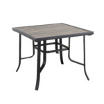 35 Inch Brown and Black Square Metal Outdoor Dining Table