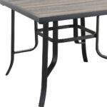 35 Inch Brown and Black Square Metal Outdoor Dining Table