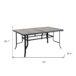 63 Inch Brown and Black Metal Outdoor Dining Table