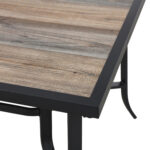 63 Inch Brown and Black Metal Outdoor Dining Table