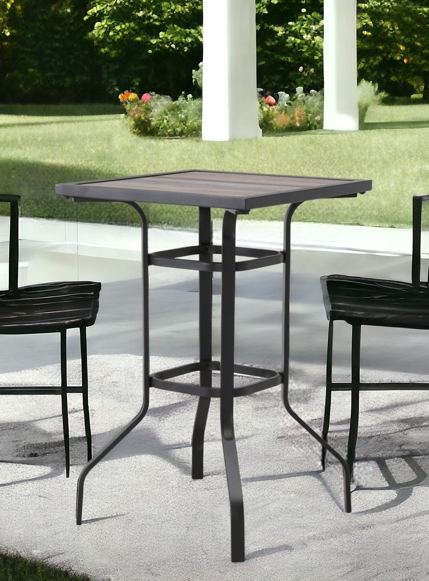 25 Inch Brown and Black Square Metal Outdoor Bistro Table 2 25 Inch Brown and Black Square Metal Outdoor Bistro Table - Image 2