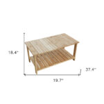 37 Inch Solid Wood Outdoor Coffee Table With Bottom Shelf