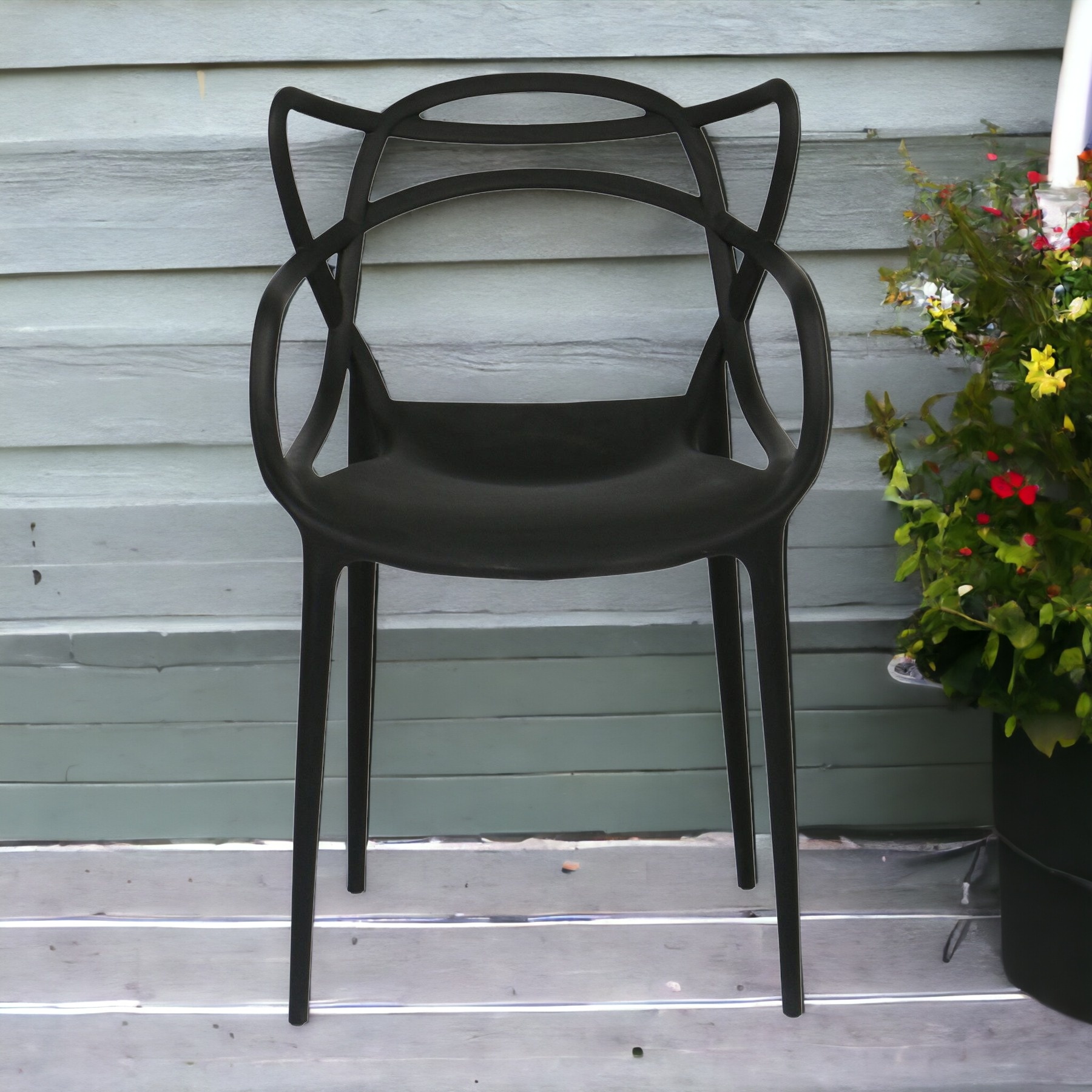 22 Inch Black Indoor Outdoor Heavy Duty Dining Chair 2 22 Inch Black Indoor Outdoor Heavy Duty Dining Chair - Image 2