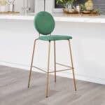 Green Velvet Bar Stools with Gold Frame (Set of 2) 9 Green Velvet Bar Stools with Gold Frame (Set of 2)