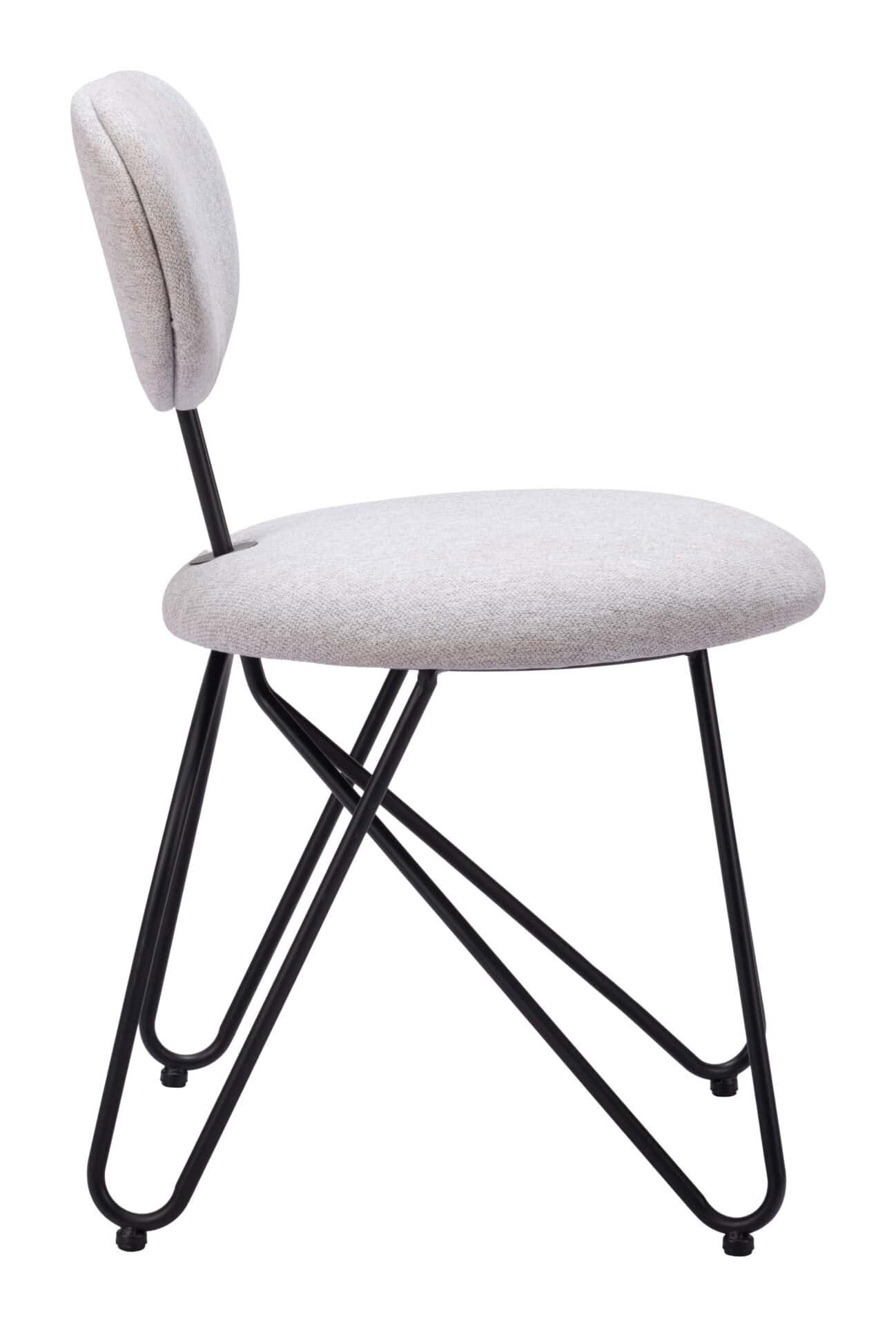 Modern Gray Dining Chair with Steel Frame and Teddy Fabric (Set of 2) 2 Modern Gray Dining Chair with Steel Frame and Teddy Fabric (Set of 2) - Image 2