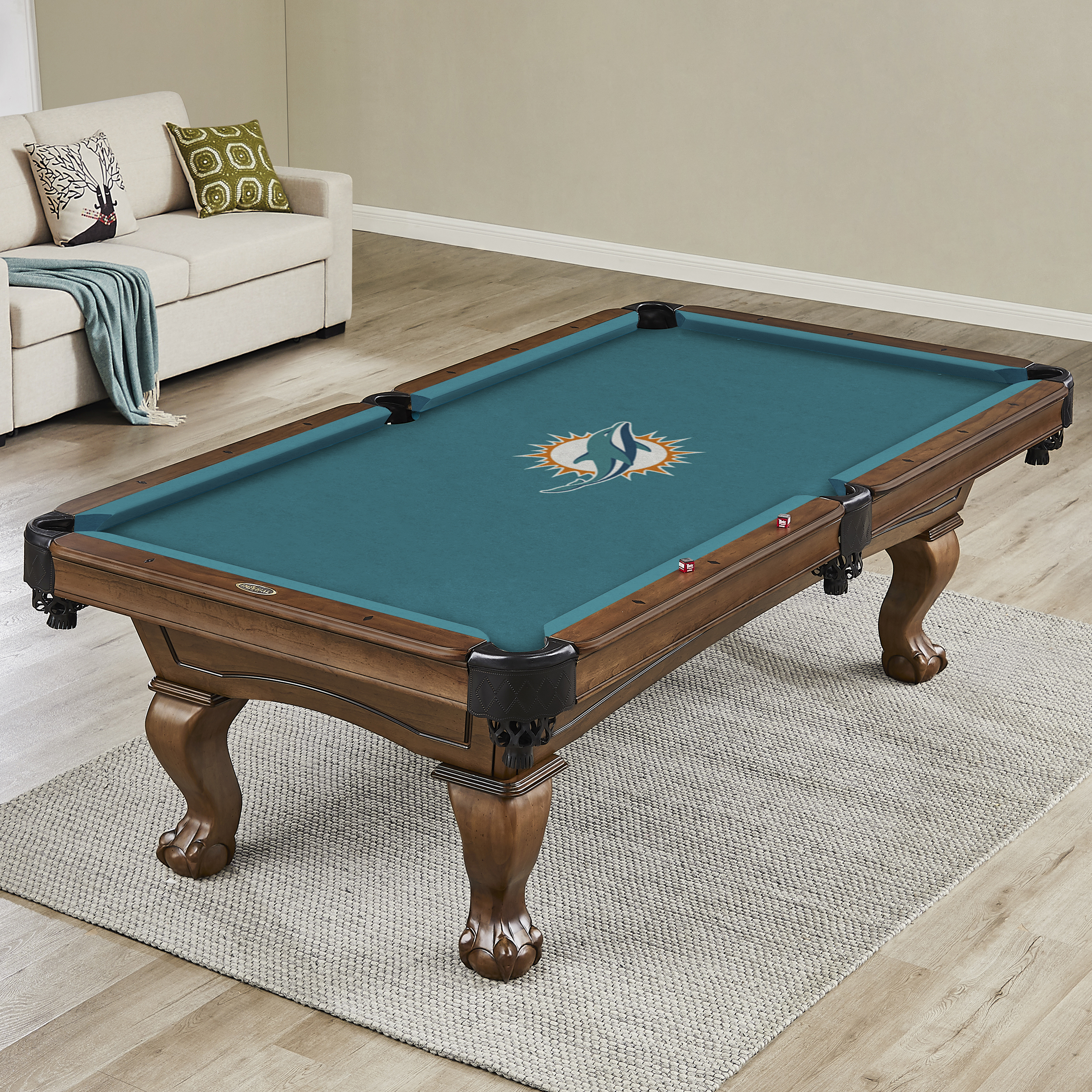 miami dolphins 8 ft billiard cloth anti friction polyester