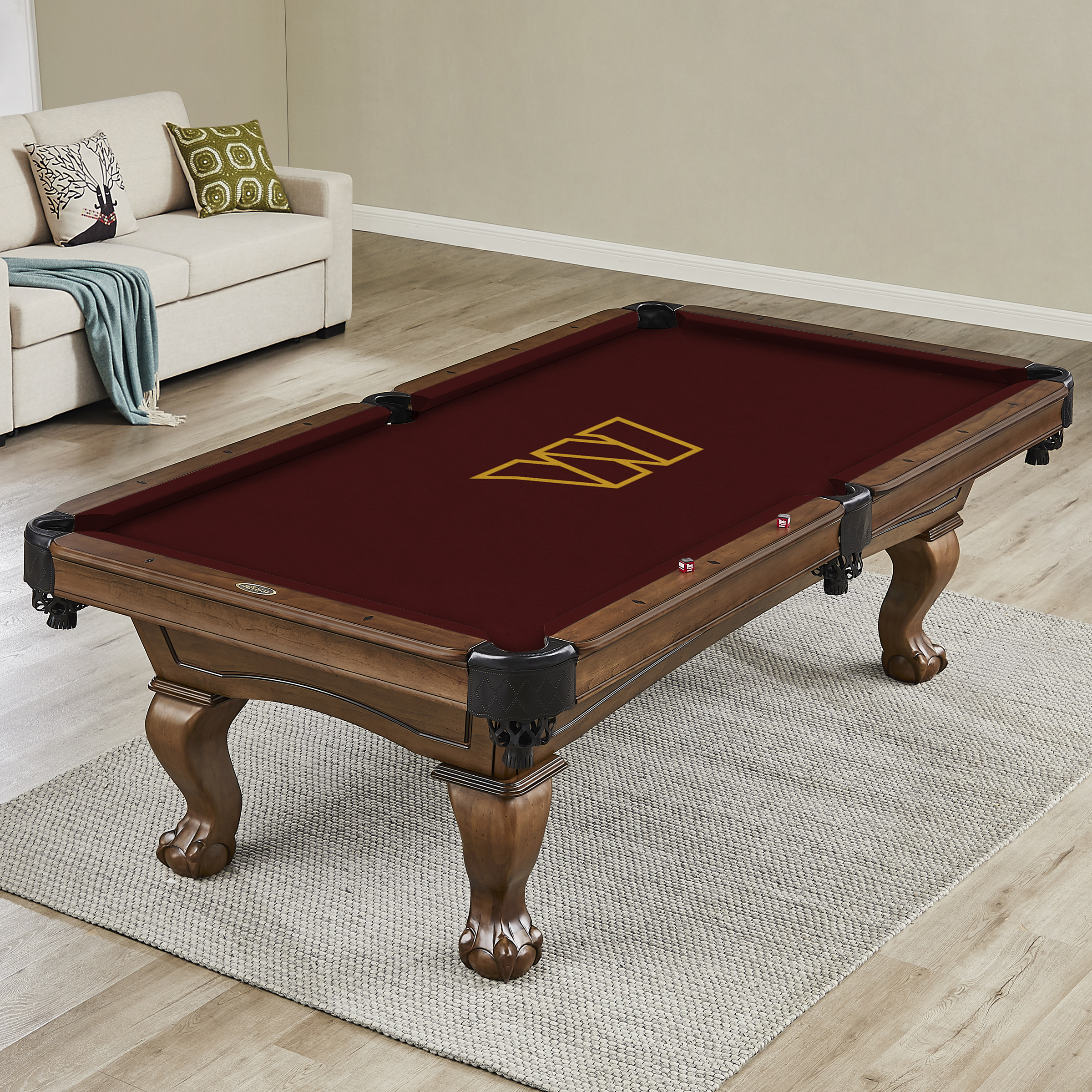 washington commanders 8 ft anti-friction polyester billiard cloth