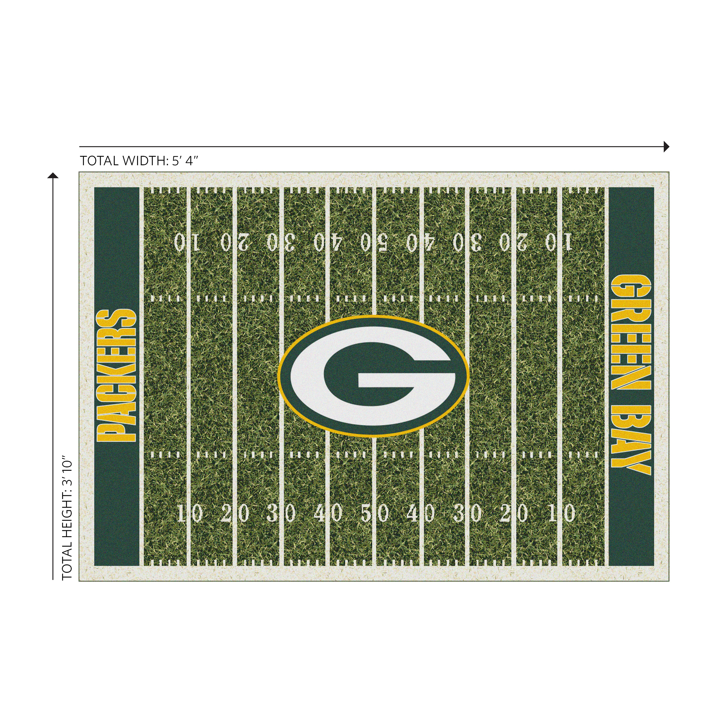 green bay packers homefield 4x6 area rug football field style