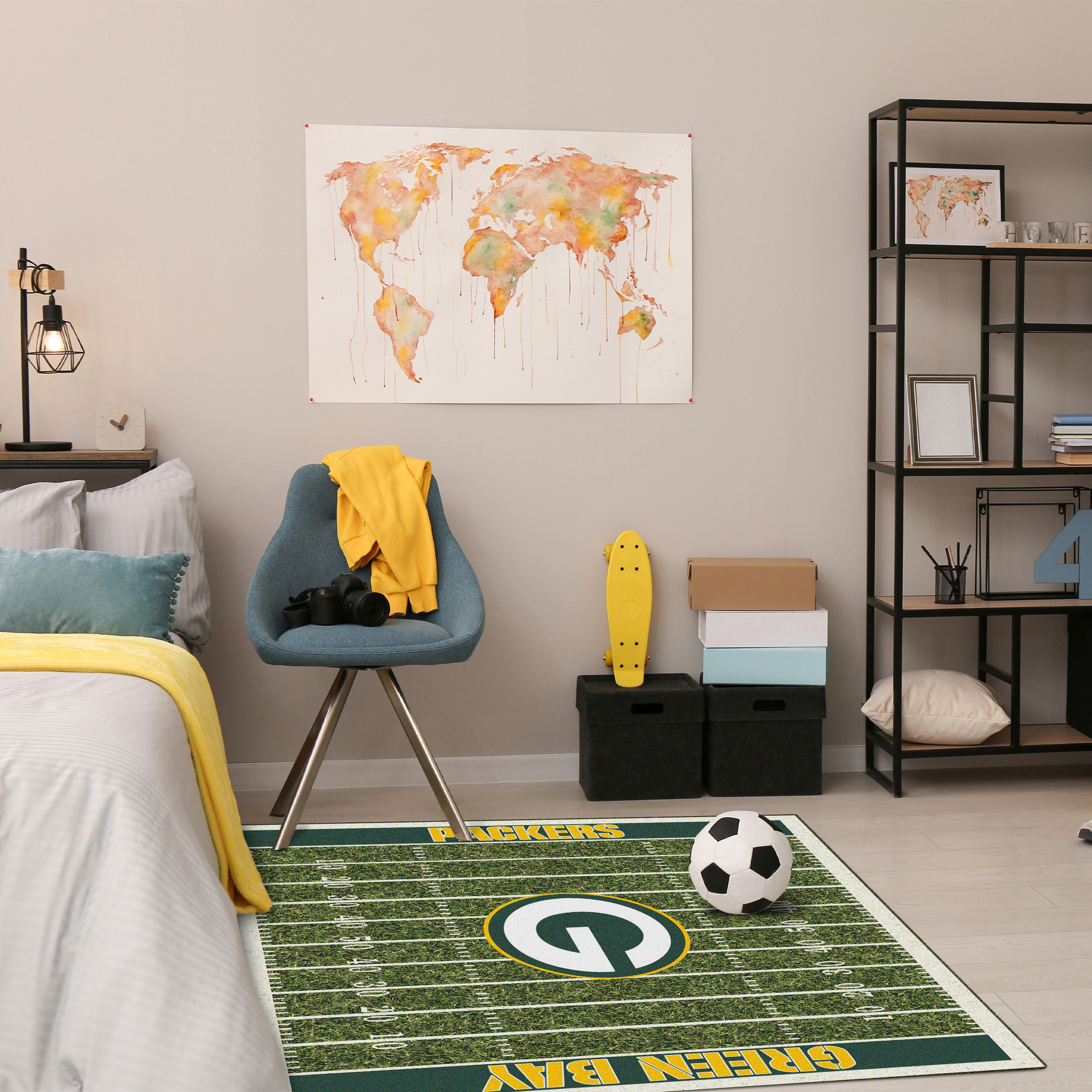 green bay packers homefield 4x6 area rug football field style