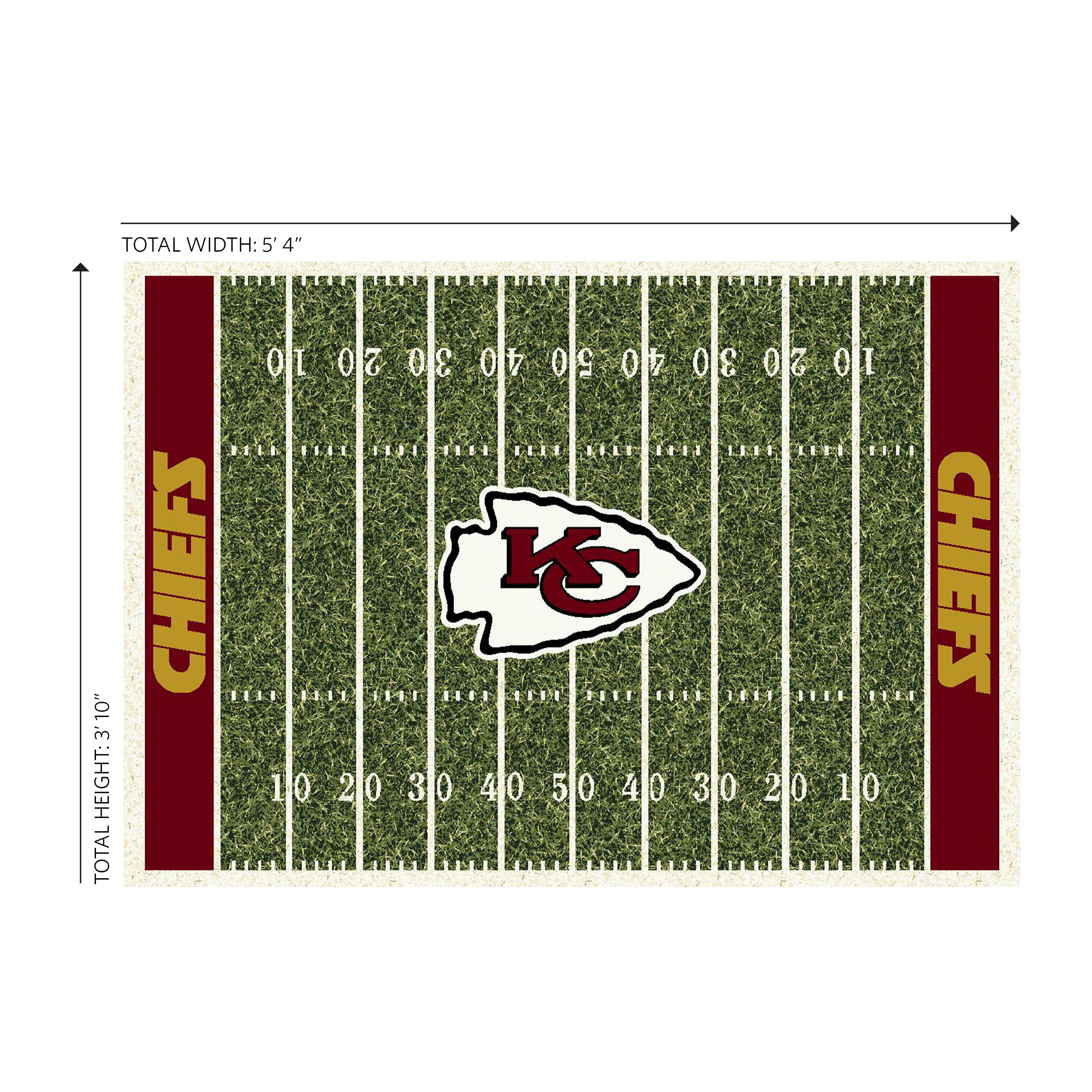 chiefs homefield football field 4x6 area rug