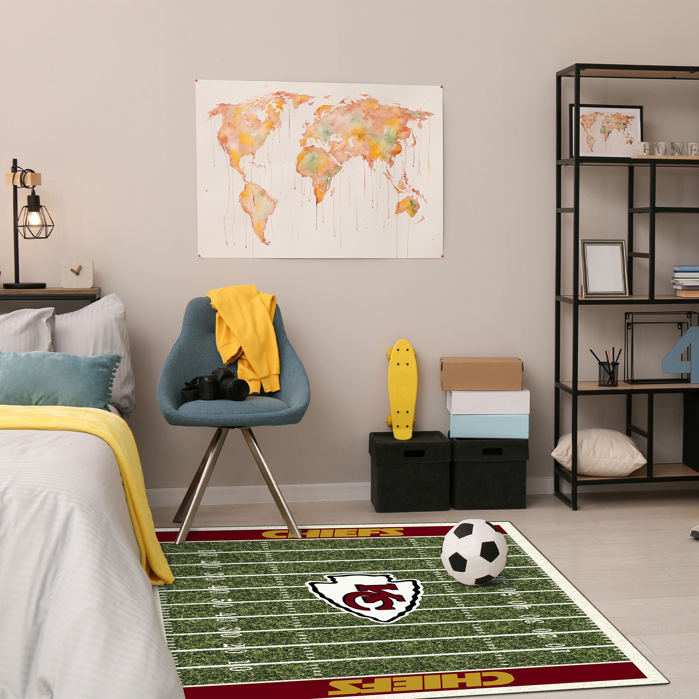 chiefs homefield football field 4x6 area rug