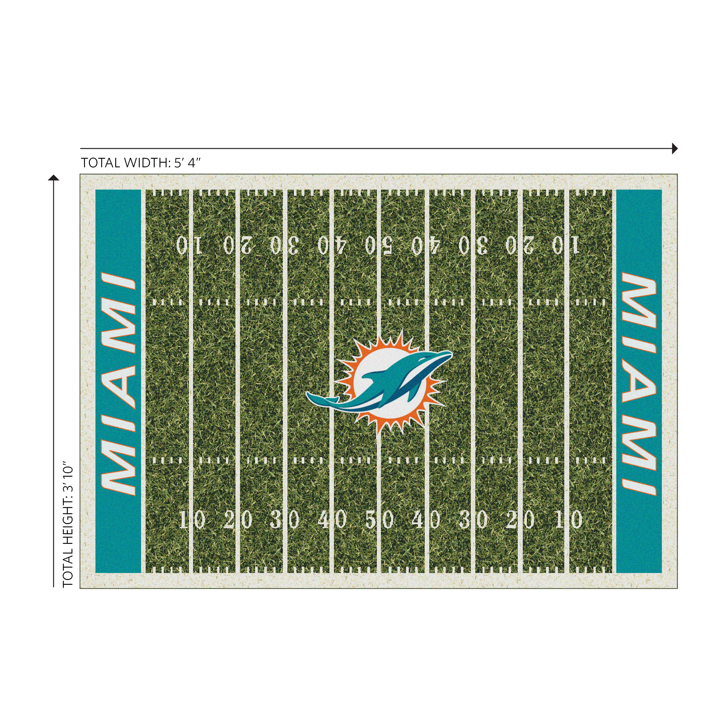 miami dolphins homefield 4x6 football field rug