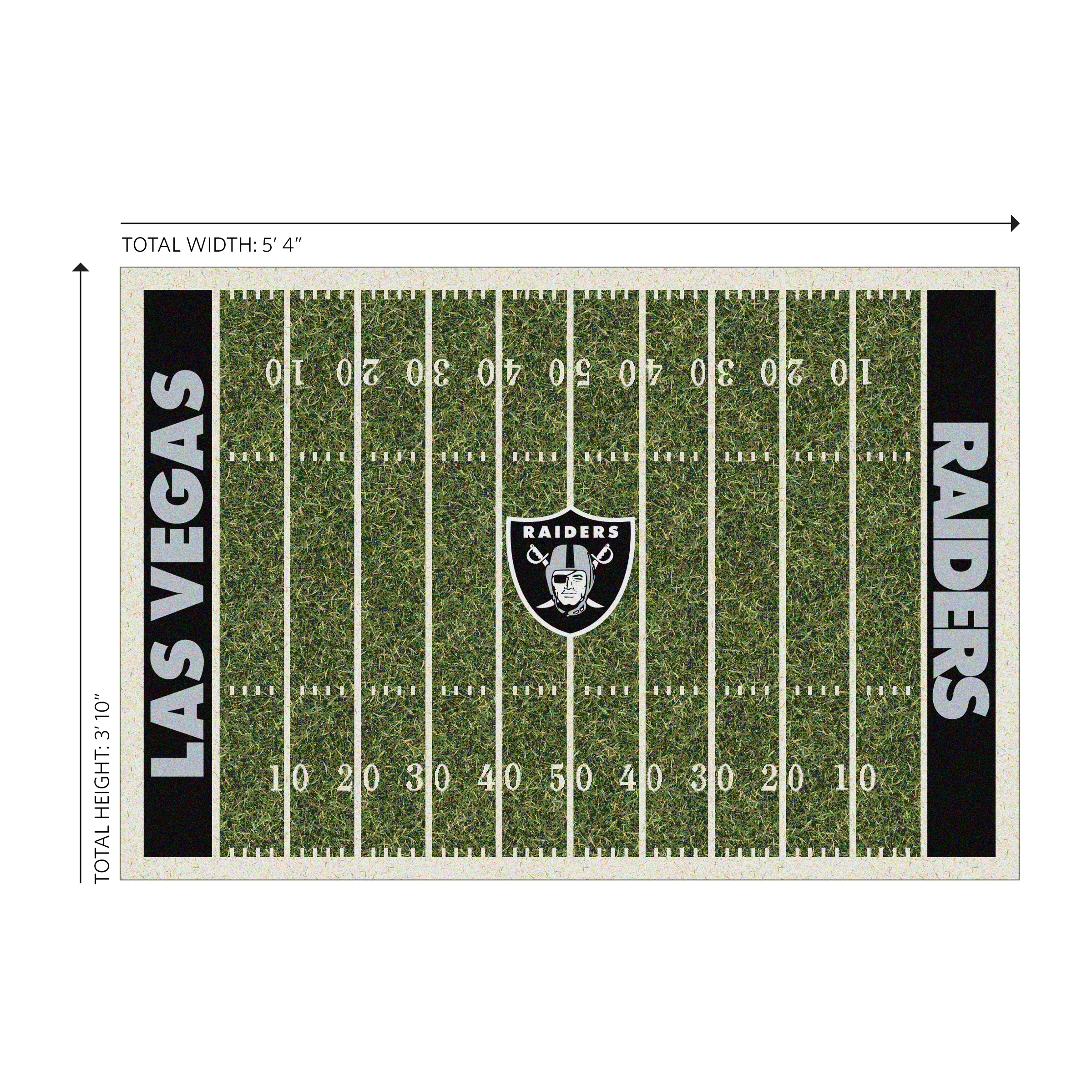 las vegas raiders homefield football field 4x6 area rug