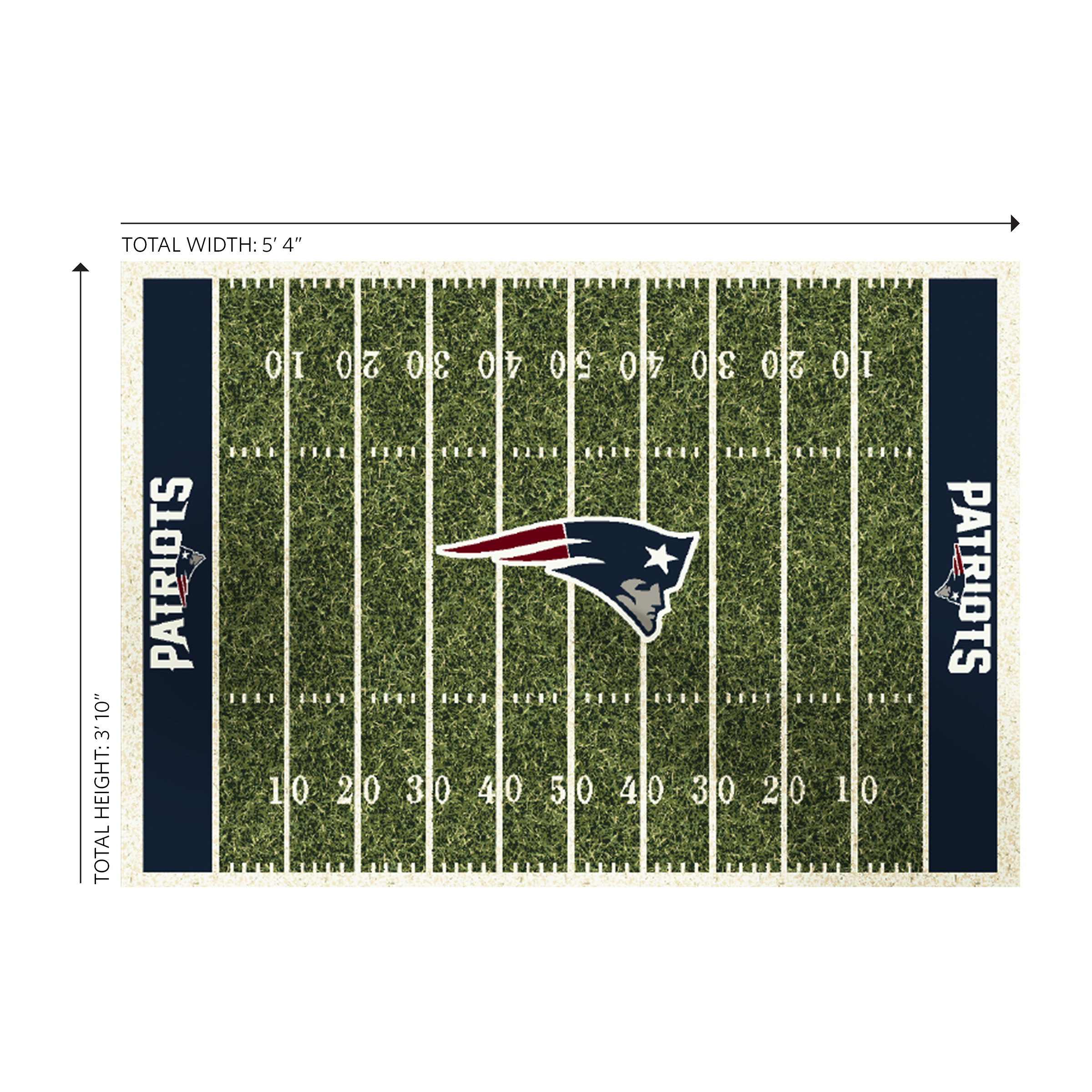 patriots 4x6 football field area rug homefield collection