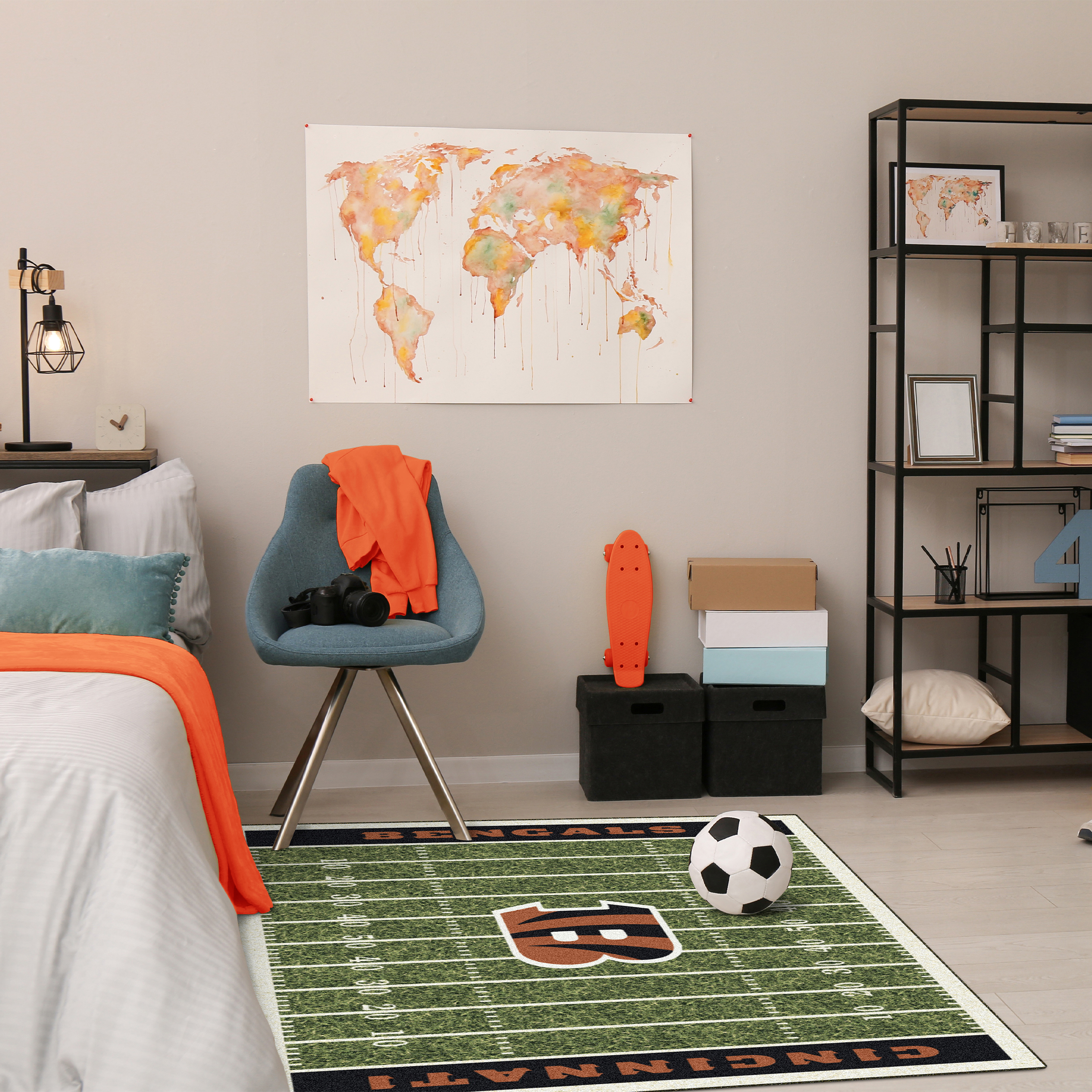 cincinnati bengals 4x6 homefield football field area rug