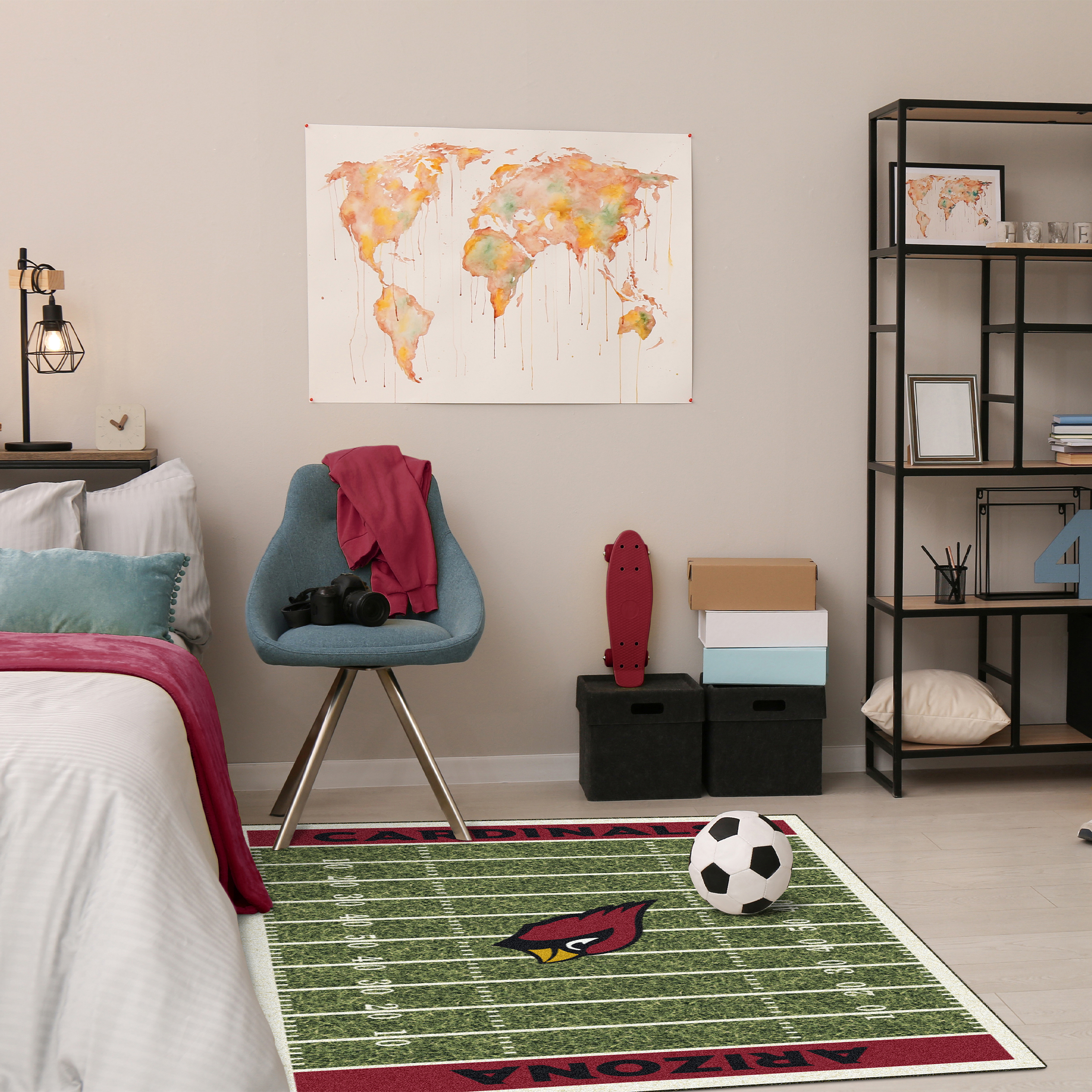 cardinals homefield football field 4x6 area rug
