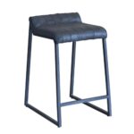 27 Inch Dark Gray Leather Low Back Counter Height Bar Stool