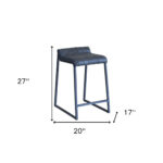 27 Inch Dark Gray Leather Low Back Counter Height Bar Stool