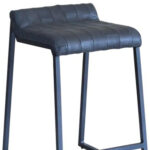 27 Inch Dark Gray Leather Low Back Counter Height Bar Stool