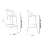 31-Inch White Modern Heavy Duty Bar Stool with Armrests