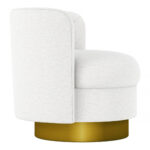 28-Inch White and Gold Boucle Swivel Accent Chair