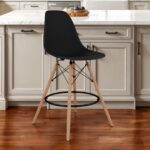 28-Inch Black and Brown Modern Counter Height Bar Stool