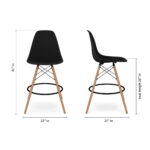 28-Inch Black and Brown Modern Counter Height Bar Stool