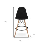 28-Inch Black and Brown Modern Counter Height Bar Stool